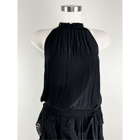 Ramy Brook Women's Rowan Eyelet Sleeveless Smocked Mini Dress Black Size XS part - Picture 2 of 6